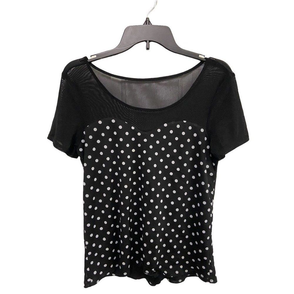 naif womens polka dot short sleeved top womens small Sheer Bodice Cap Sleeve EUC